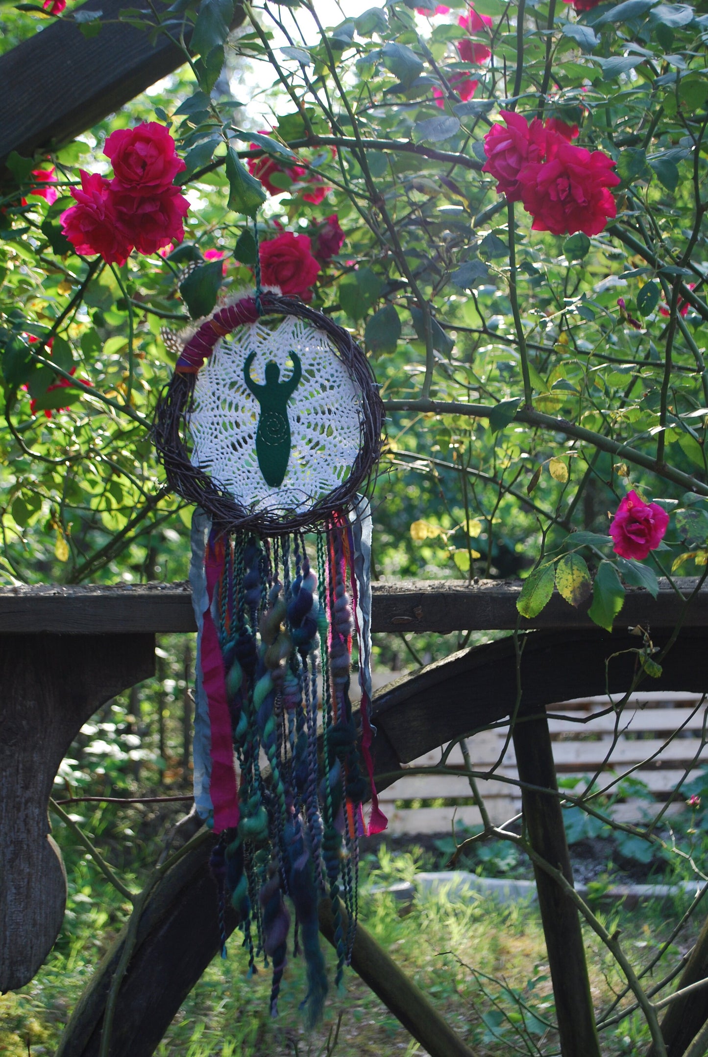 Großer Traumfänger Dreamchatcher Wandbehang Boho Göttin Goddess Pagan Hexen Deko