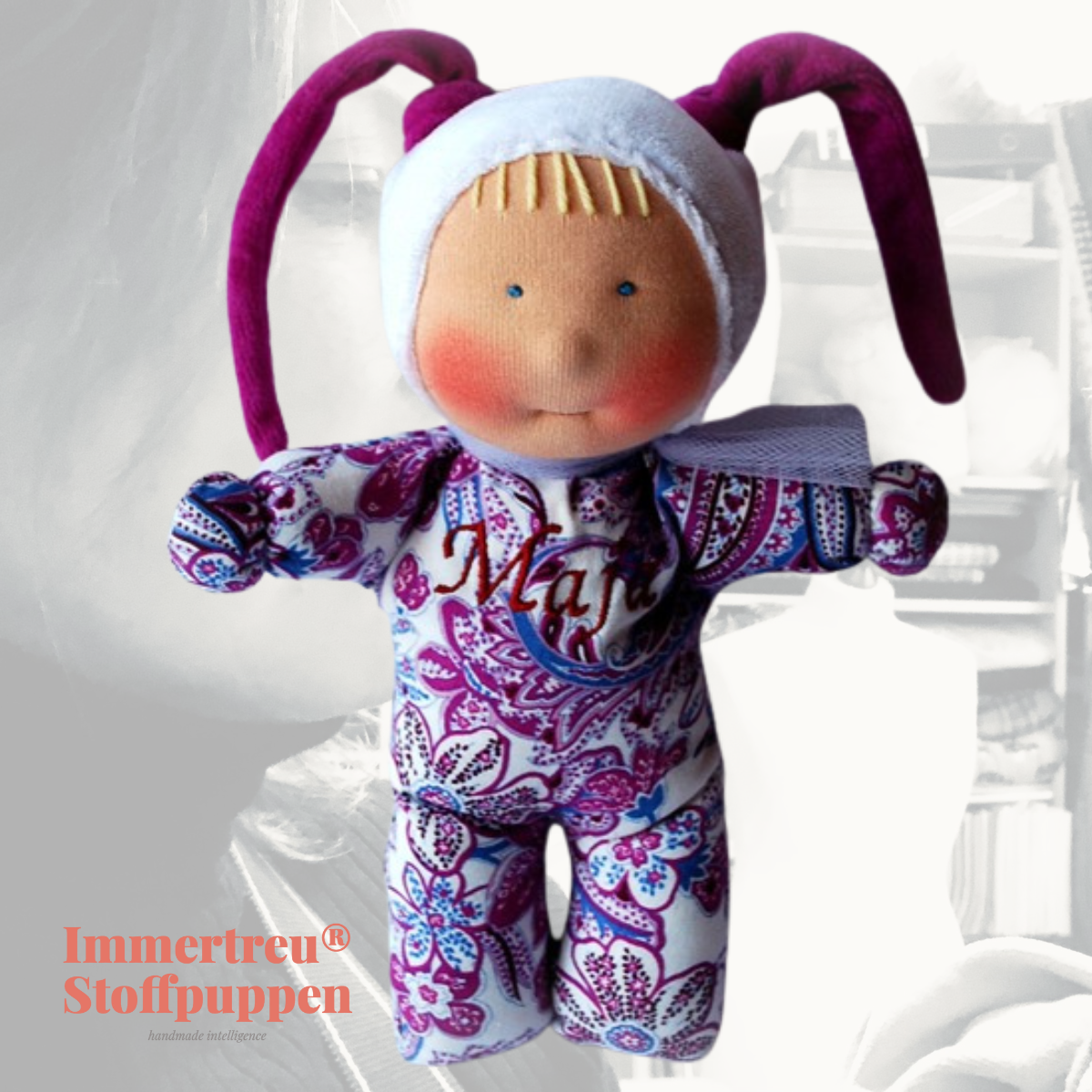 Stoffpuppe nach Wunsch von Immertreu, Erstlingspüppchen, Meine erste Puppe. Wunschbestellung, auch mit Namen.