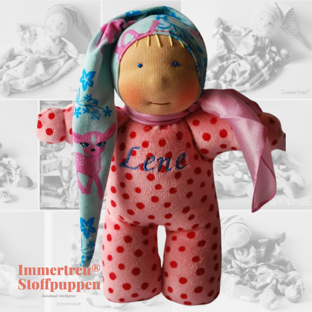Stoffpuppe nach Wunsch von Immertreu, Erstlingspüppchen, Meine erste Puppe. Wunschbestellung, auch mit Namen.