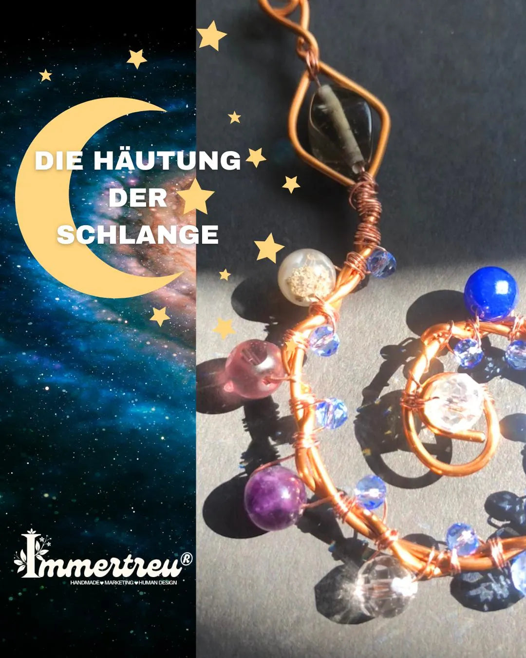 Sonnenfänger Schlange | Spirale mit Kupferdraht | Symbol der Alten Religion | Handmade Lichtobjekt für Fenster & Altar